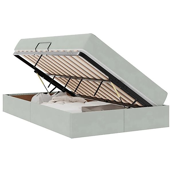 vidaXL Stauraumbett mit Matratze Hellgrau 120 x 200 cm Samt 3399712 günstig online kaufen