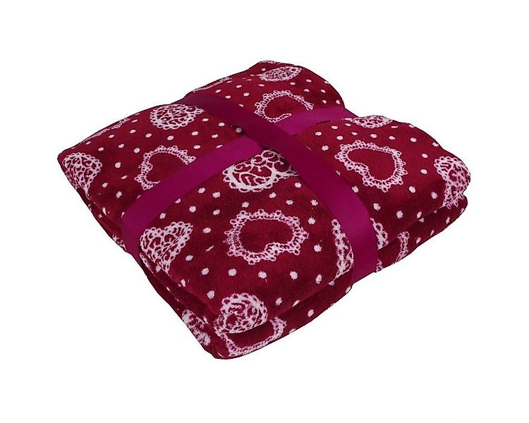 Wohndecke Kuscheldecke Mikrofaserdecke 150 x 200 cm mit Herzchenmotiv Wohnd günstig online kaufen