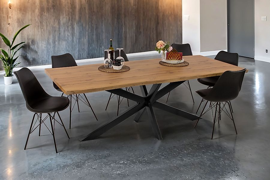 Loreno® Esstisch verschiedene Holz-Optik, Baumkante, Metallgestell günstig online kaufen