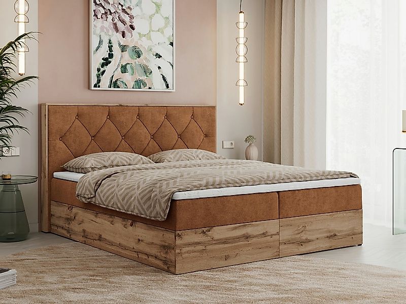 MKS MÖBEL Boxspringbett VENETO (Polsterbett, zwei Bettkästen, Topper T-25, günstig online kaufen