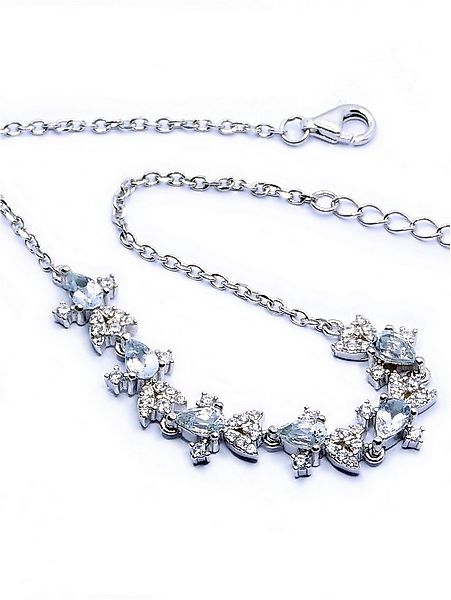 Goldene Hufeisen Silberarmband echtes Aquamarin Armband 925 Silber mit Edel günstig online kaufen