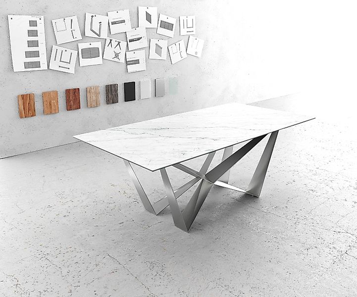 DELIFE Esstisch Edge, Keramik Laminam®Statuarietto Weiß günstig online kaufen