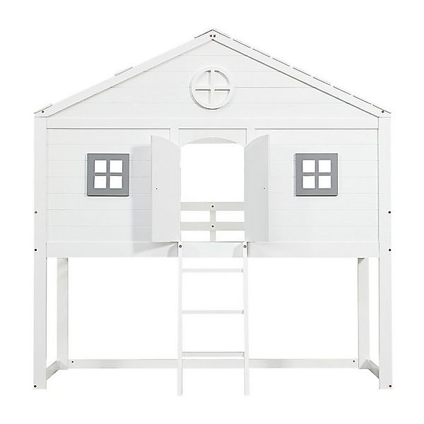 Gotagee Hochbett Wohnbett 90x200 cm Kinderbett Massivholzbett mit Treppe Ra günstig online kaufen