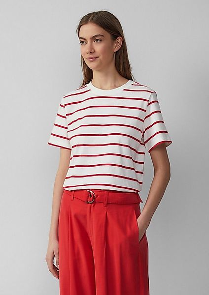 s.Oliver Kurzarmshirt T-Shirt Verkürztes Baumwoll-T-Shirt mit Streifen günstig online kaufen