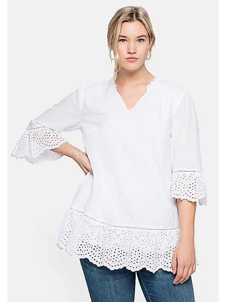 Sheego Longtunika Große Größen mit Lochmusterdetails günstig online kaufen
