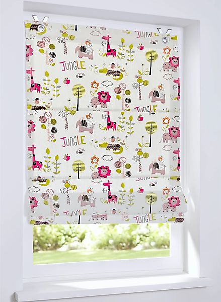 Kutti Raffrollo "Safari" mit Hakenaufhängung ohne Bohren freihängend Baumwo günstig online kaufen