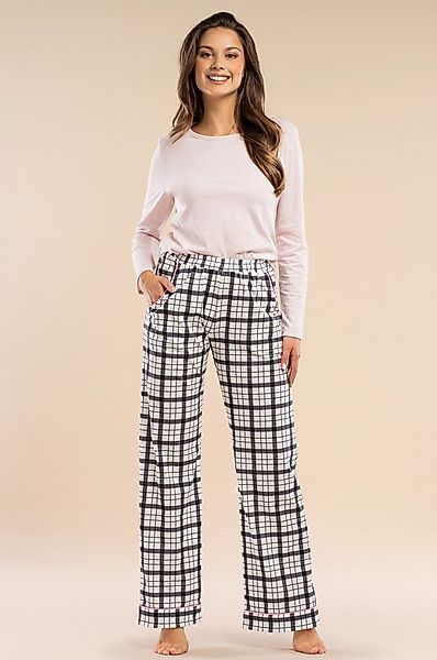 Mademoiselle Sommeil Pyjama mit Hellrosa Oberteil & Karo-Hose mit rosa Pasp günstig online kaufen