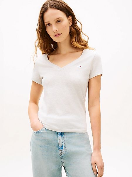 Tommy Jeans Kurzarmshirt "TJW SLIM V-NECK TEE" mit Logo-Stickerei günstig online kaufen