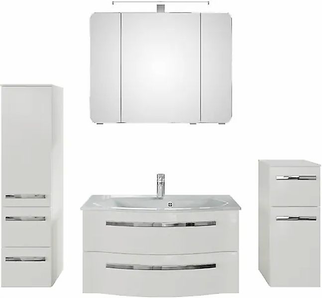 Saphir Badmöbel-Set »Serie 4005, vormontiert, Glaswaschbecken, Spiegelschra günstig online kaufen