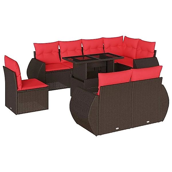 vidaXL 9-Tlg Gartensofa-Set mit Kissen Braun Polyrattan 3268674 günstig online kaufen