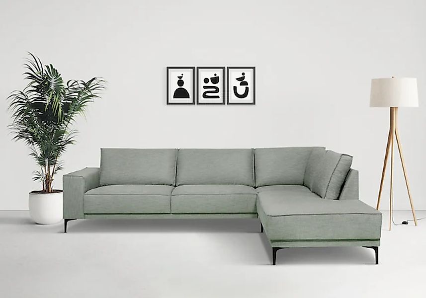 PLACES OF STYLE Ecksofa »Polsterecke Oland, Struktur, Flachgewebe, Luxus-Mi günstig online kaufen