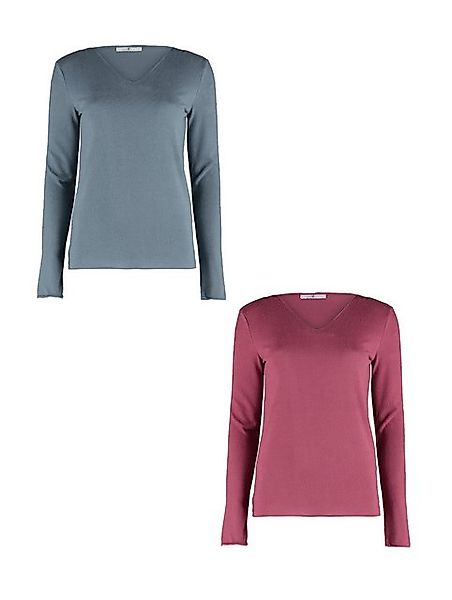 HaILY’S T-Shirt 2er-Set V-Ausschnitt Normale Passform (2-tlg) LS V TP Zi44n günstig online kaufen