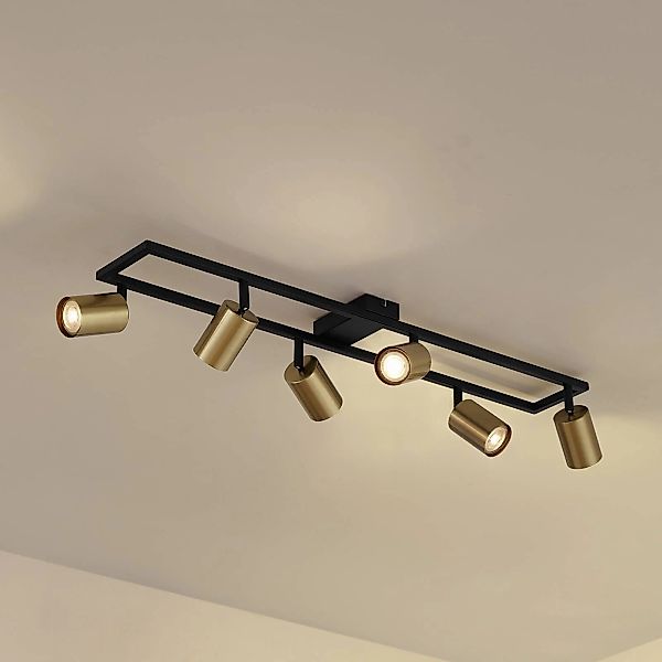 Lindby Deckenstrahler Bravius, messing, 6-flammig, Eisen günstig online kaufen