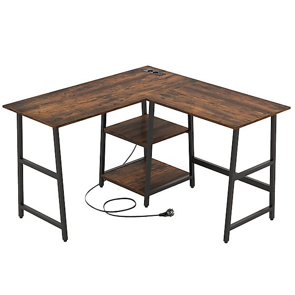 Costway Schreibtisch L-Form 120 x 120 x 75 cm Rustikales Braun günstig online kaufen
