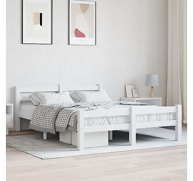 furnicato Bettgestell Massivholzbett Weiß Kiefer 120x200 cm (1-tlg) günstig online kaufen