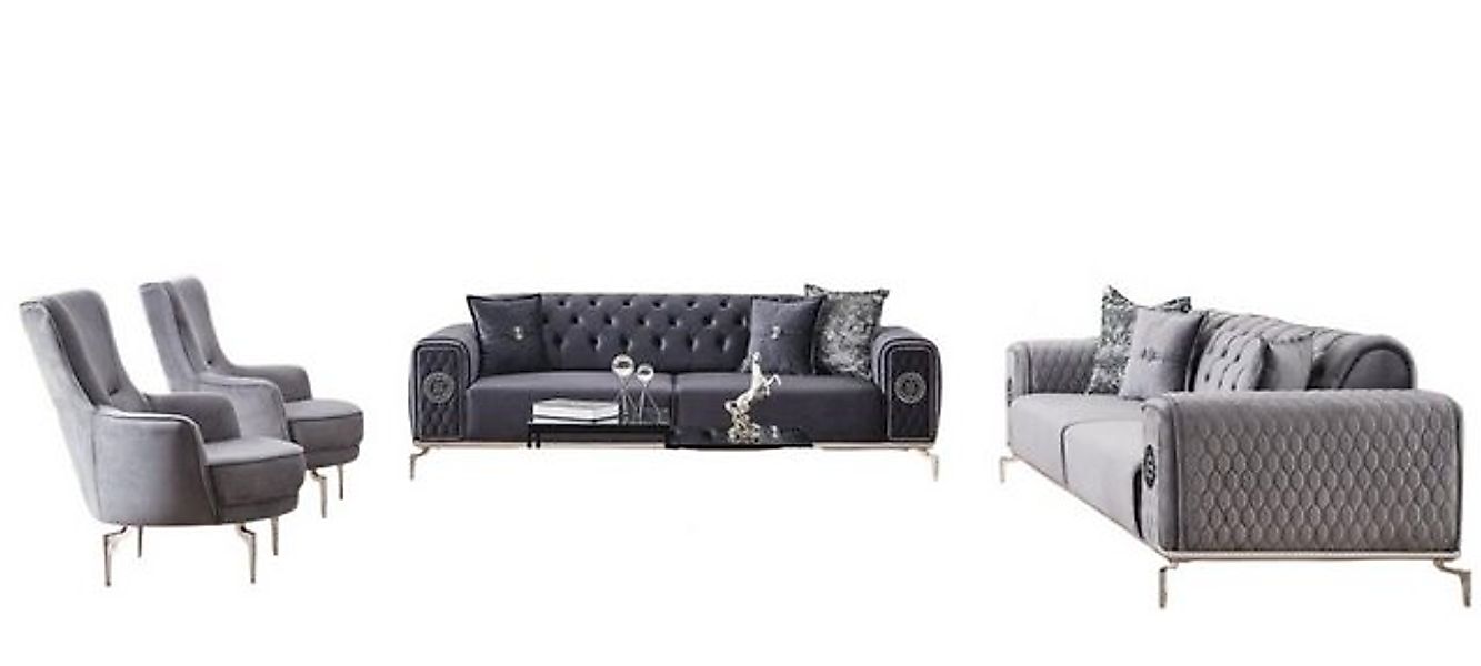 Xlmoebel Sofa Set mit einem dreisitzigen Chesterfield-Sofa, einem Sessel un günstig online kaufen