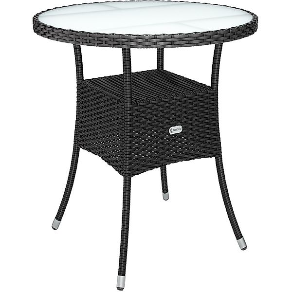 Polyrattan-Tisch Schwarz rund Ø60cm günstig online kaufen