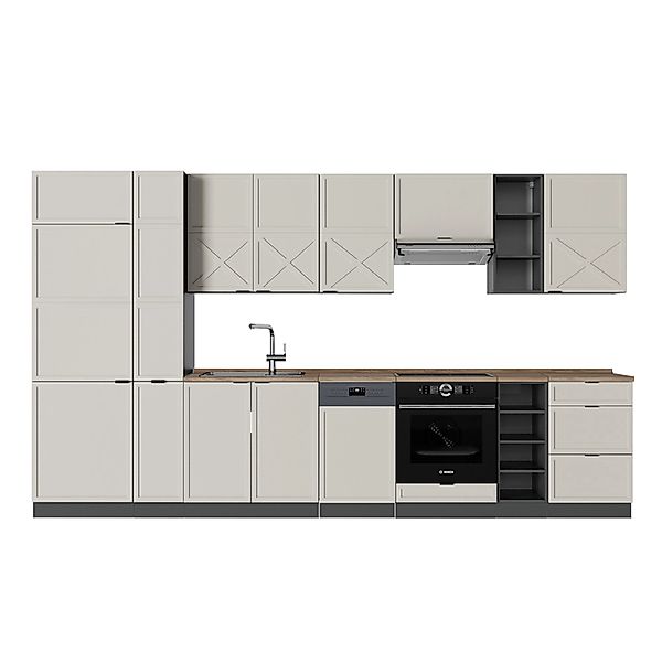 Vicco Fame-Line Küchenzeile GrauBeige/Anthrazit 355 cm AP Eiche günstig online kaufen