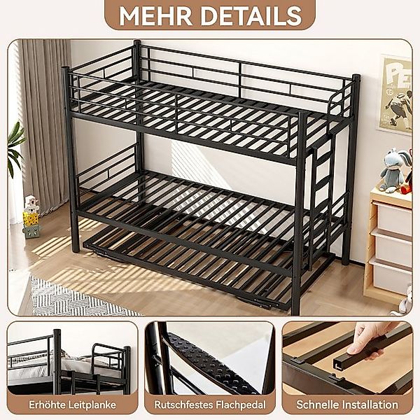 OKWISH Metallbett mit Sicherheitsgeländer (Etagenbett, Kinderbett, Stockbet günstig online kaufen