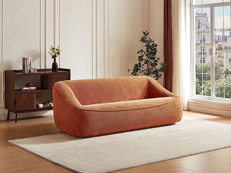 3-Sitzer-Sofa aus strukturiertem Stoff – Terrakotta – KIREBA günstig online kaufen