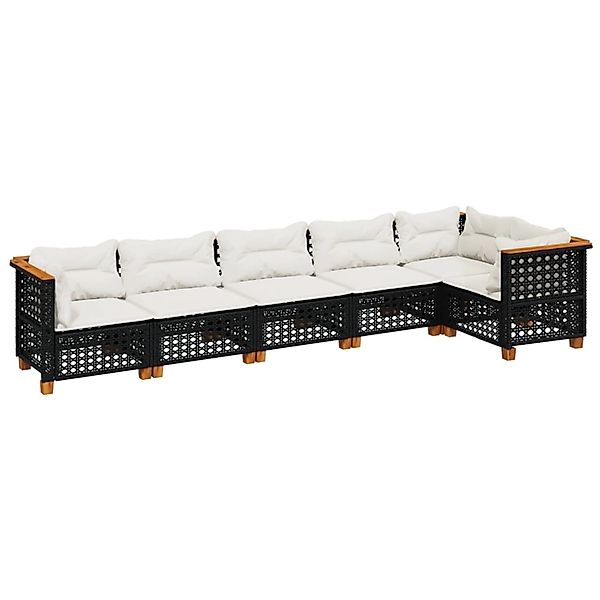 vidaXL 6-Tlg Garten-Sofagarnitur mit Kissen Schwarz Poly Rattan 3261848 günstig online kaufen