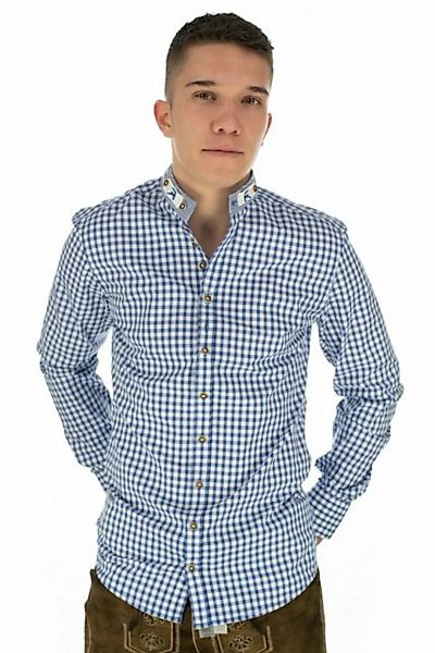 OS-Trachten Trachtenhemd Prabu Langarmhemd mit Stehkragen mit Riegel günstig online kaufen