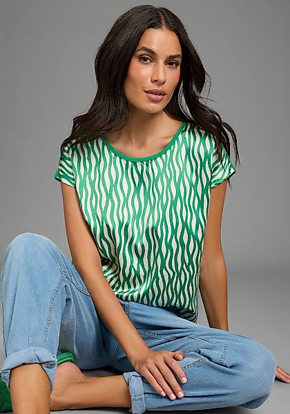 Laura Scott Shirtbluse gemustert und gestreift, femininer Stil, Rundhalsaus günstig online kaufen