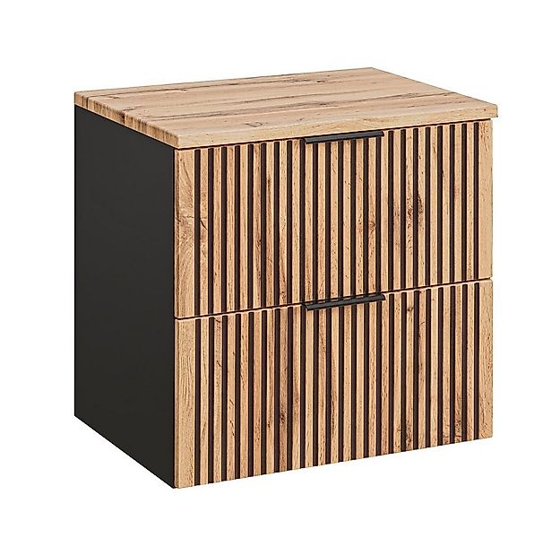 Lomadox Waschtisch XANTEN-56, anthrazit, Wotaneiche Nb., schwarze Rillen, W günstig online kaufen