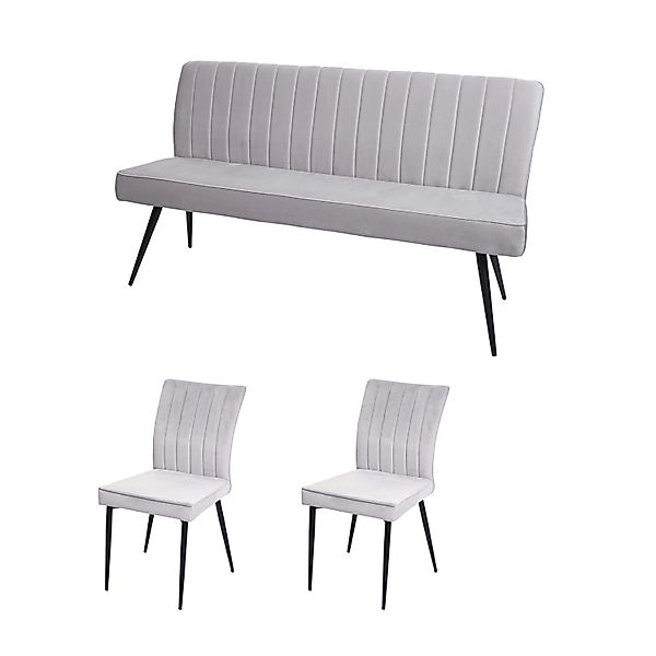 MCW Esszimmer-Set K16 3-teilig Hellgrau günstig online kaufen