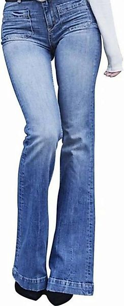 FIDDY Schlaghose Damen Bootcut Flared Hose Casual Hohe Jeans Destroyed Deni günstig online kaufen