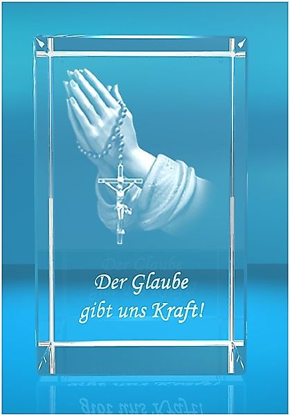 Dekofigur 3D Glasquader Motiv: Betende Hände günstig online kaufen