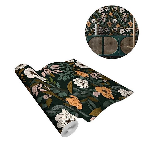 Einfach Fotohintergrund Blumen Tapete, selbstklebende Tapete im Retro-Stil, günstig online kaufen