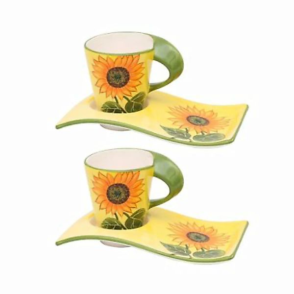 Neuetischkultur Kaffeepot mit Gebäckteller Sonnenblume 2er-Set gelb/grün günstig online kaufen