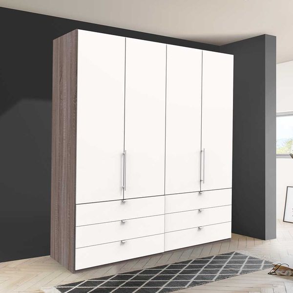 Kleiderschrank Jugendstil mit Falttüren sechs Schubladen günstig online kaufen