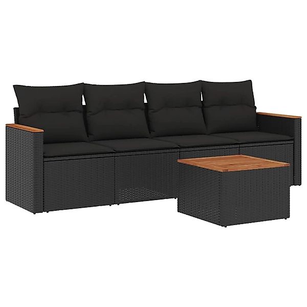 vidaXL 5-tlg Garten-Sofagarnitur mit Kissen Schwarz Poly Rattan Modell 67 günstig online kaufen