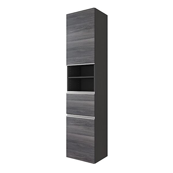 Held Möbel Seitenschrank Neapel 40 cm Eiche Rauchsilber-Graphitgrau günstig online kaufen