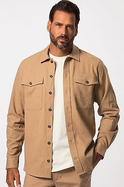JP1880 Businesshemd Overshirt Langarm Leinenmix Hemd Kentkragen günstig online kaufen
