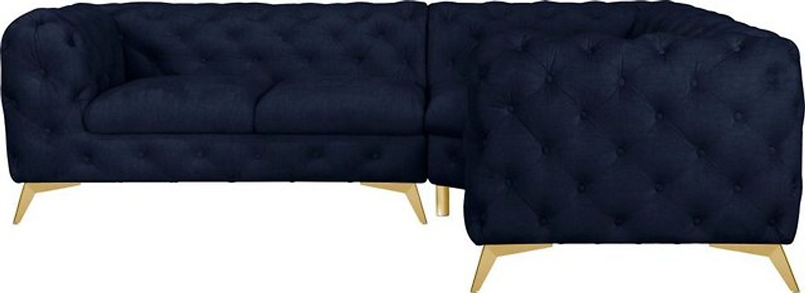 Leonique Chesterfield-Sofa "Ecksofa GLYNIS L-Form mit Wellenunterfederung, günstig online kaufen