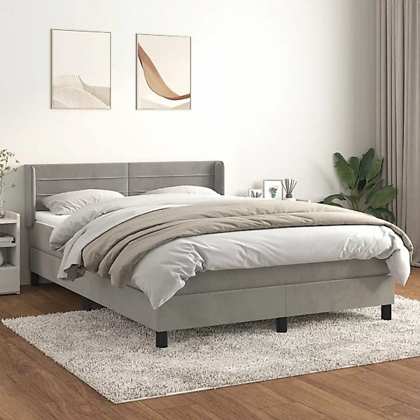 Vidaxl Boxspringbett Mit Matratze Hellgrau 140x200 Cm Samt günstig online kaufen
