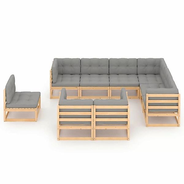 9-tlg. Garten-lounge-set Mit Kissen Kiefer Massivholz günstig online kaufen