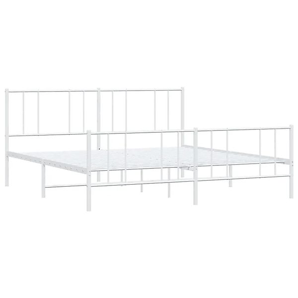 vidaXL Bettgestell mit Kopfteil und Fußteil Metall Weiß 193x203 cm 352553 günstig online kaufen