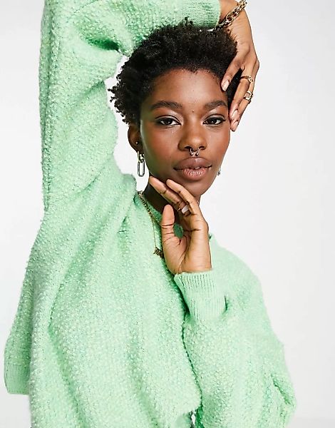 ASOS DESIGN – Oversize-Pullover mit Struktur in Grün günstig online kaufen