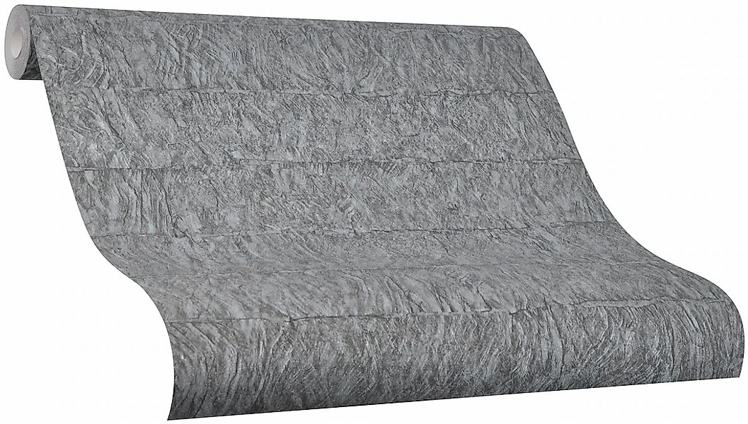 Marburg Vliestapete Struktur Steinoptik Anthrazit 10,05 m x 0,70 m FSC® günstig online kaufen