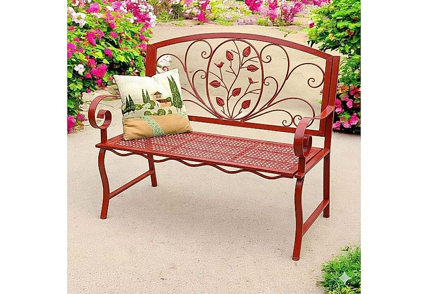 DanDiBo Gartenbank Wetterfest Rossa 2 Sitzer Metall Rot 110 cm Sitzbank Eis günstig online kaufen