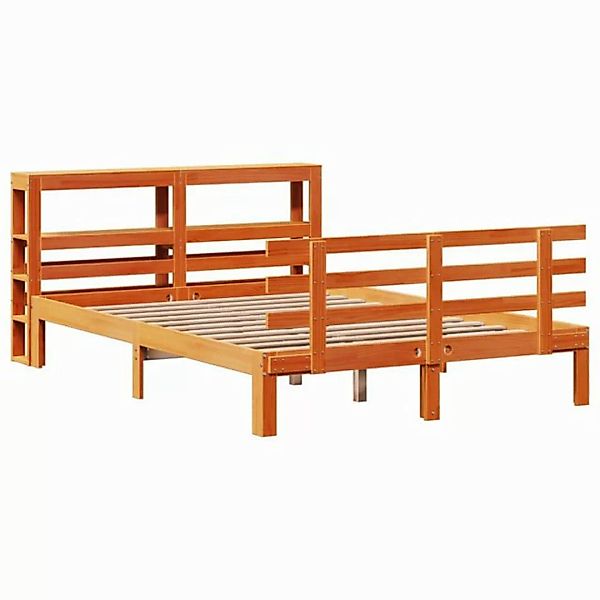 vidaXL Bett Bettgestell mit Kopfteil ohne Matratze Wachsbraun 120x200 cm günstig online kaufen