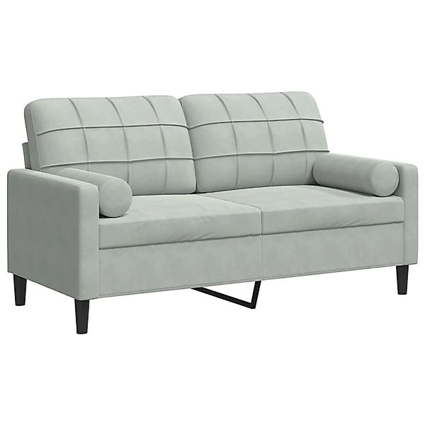 vidaXL 2-Sitzer-Sofa mit Zierkissen Hellgrau 140 cm Samt 2145307 günstig online kaufen