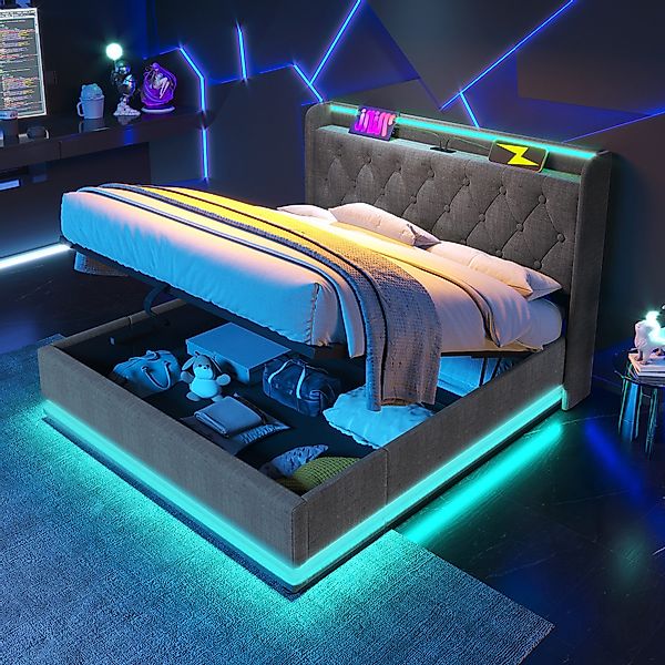 HAUSS SPOLE Polsterbett 160x200cm mit LED-Beleuchtung, günstig online kaufen