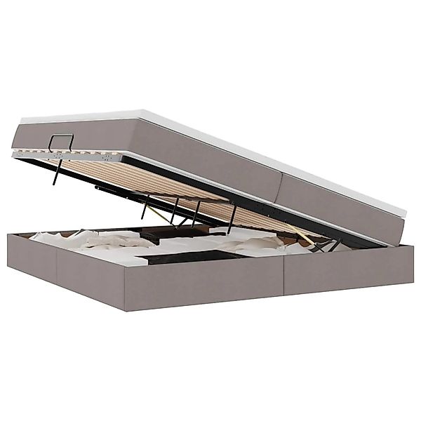 vidaXL Stauraumbett mit Matratze Taupe 200 x 200 cm Polyester 3370251 günstig online kaufen