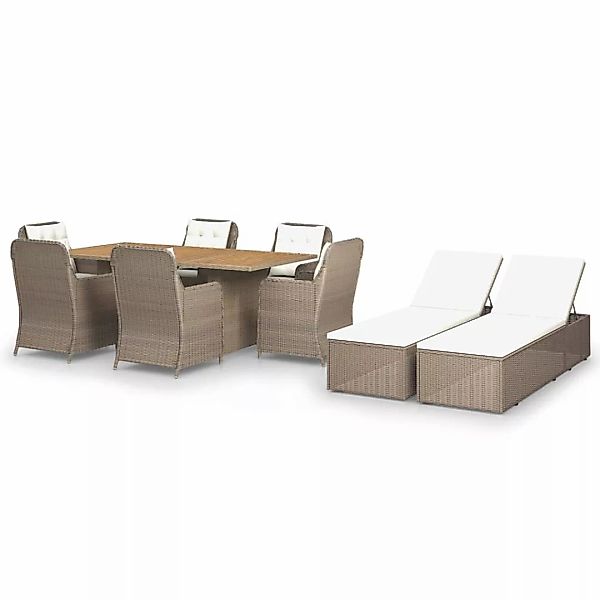 9-tlg. Garten-essgruppe Poly Rattan Braun günstig online kaufen