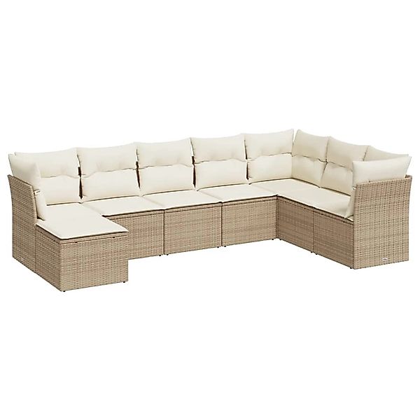 vidaXL 8-Tlg Garten-Sofagarnitur mit Kissen Beige Poly Rattan 3249887 günstig online kaufen
